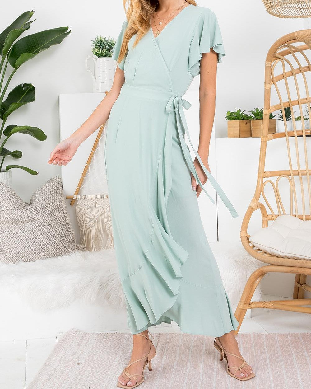 The Annie Ruffle Maxi Wrap Dress – Champagne Sundays LLC