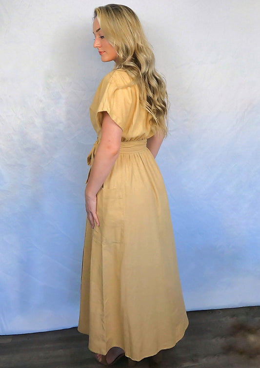 The Buttercup Linen Maxi Wrap Dress