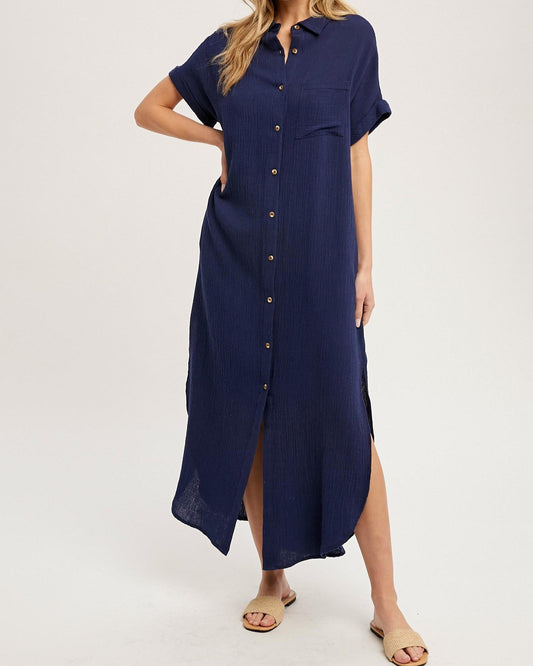 The Kelsi Vacation Maxi Shirt Dress