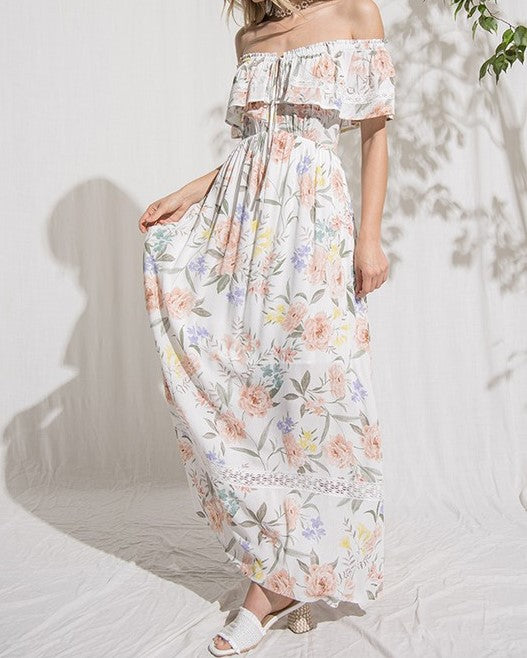 The Liv Floral Off the Shoulder Maxi Dress