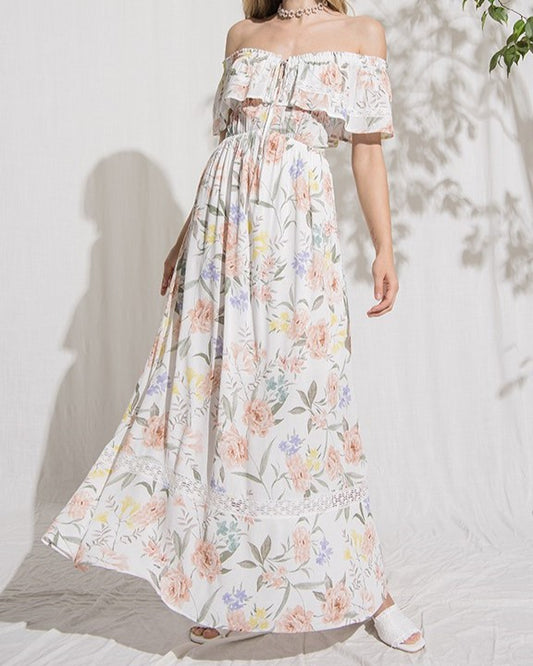 The Liv Floral Off the Shoulder Maxi Dress