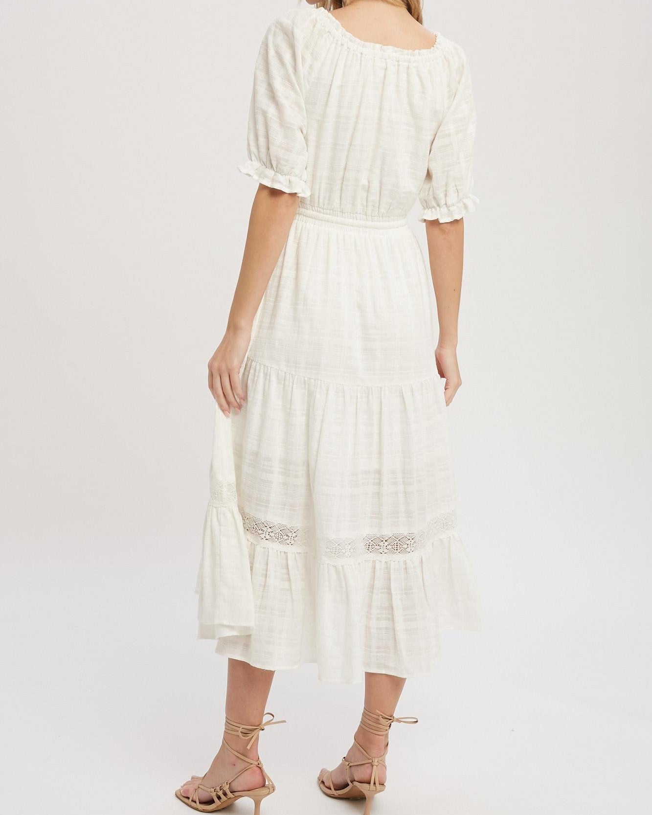 The Sophia Boho Peasant Midi Dress